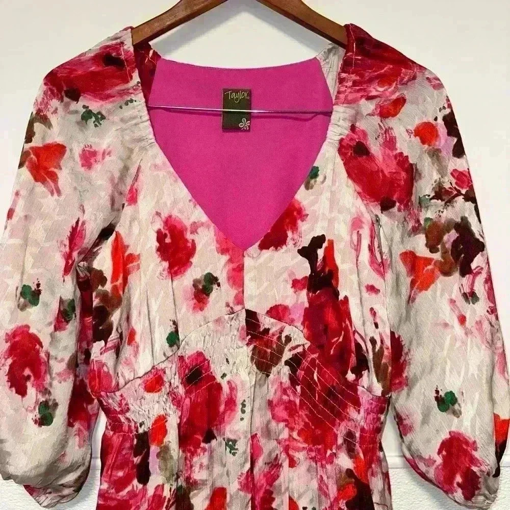 Women's Taylor Floral Dress Size Unspecified/See pics for measurement/Pink White - Picture 4 of 16